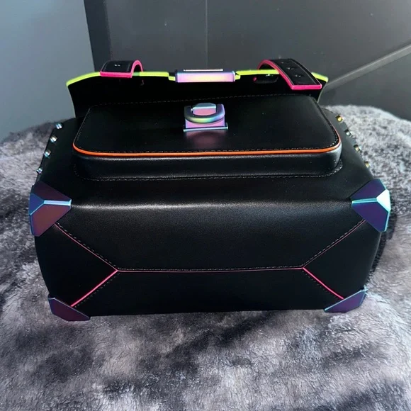 Michael Kors Black Manhattan Satchel with Multicolor Accents - Picture 3 of 5